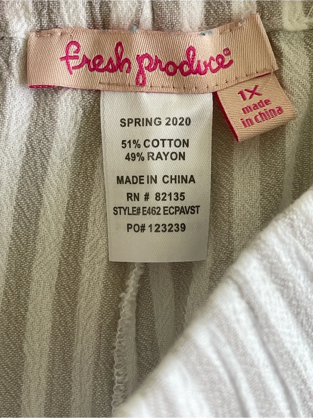 Fresh Produce White & Beige Striped Wide Leg Cropped Pants Size 1X